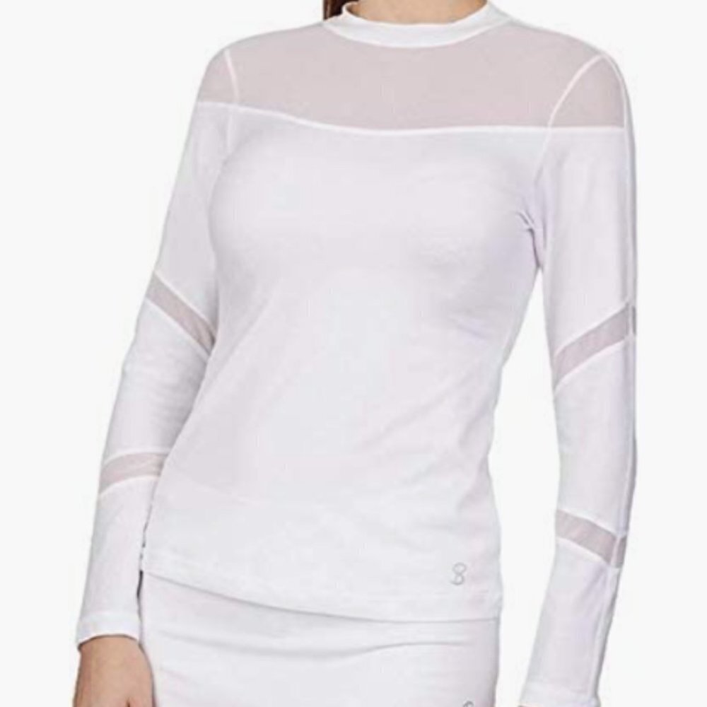 SOFIBELLA Club Lux Dual Long Sleeve Top Plus Size - White/Diamond - 2X